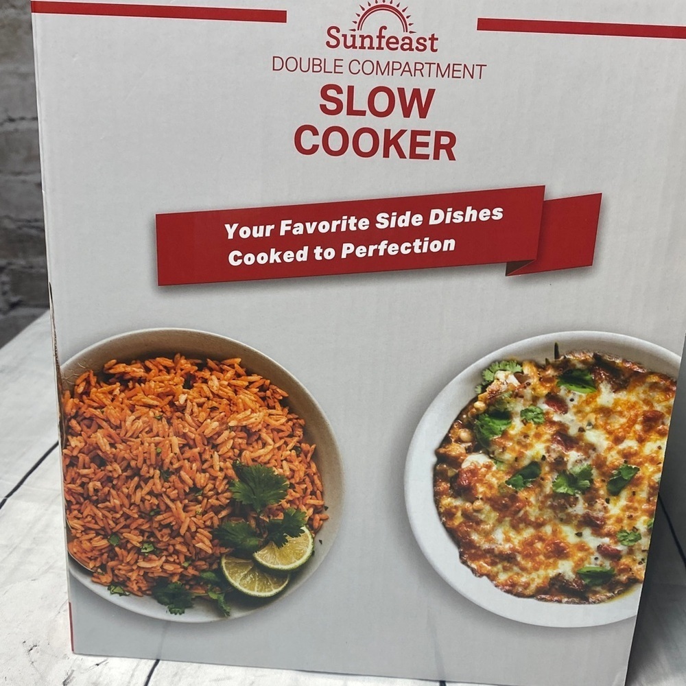 Sunfeast Double Compartment Slow Cooker – 2 x 16 oz Removable Stoneware - Picture 4 of 5